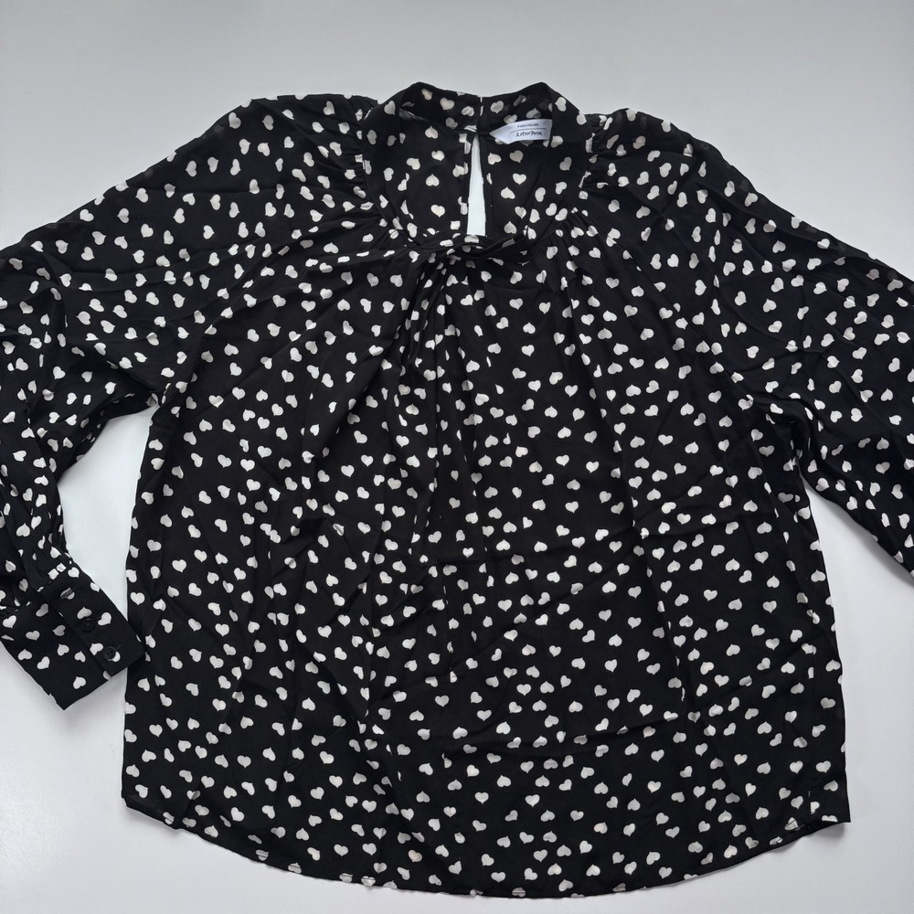 & Other Stories x Paris Atelier Tiny Heart Print Tie‎ Neck Blouse Top Womens 8